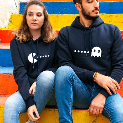 Sevgiliye Hediye Esprili Atari Oyunu Tasarımlı Sweatshirt Kombini - %100 Pamuklu Kumaş