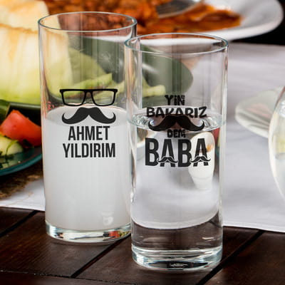 Yine Bakarız Deme Baba Esprili Babalar Günü İsim Yazılı Rakı Kadehi Seti